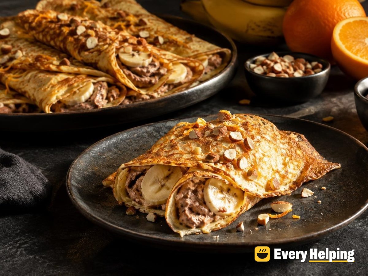 Orange-Scented Crêpes with Banana Cocoa Cream