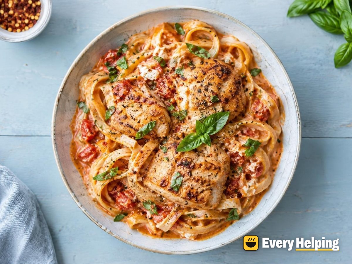 Creamy Tomato Basil Chicken Fettuccine