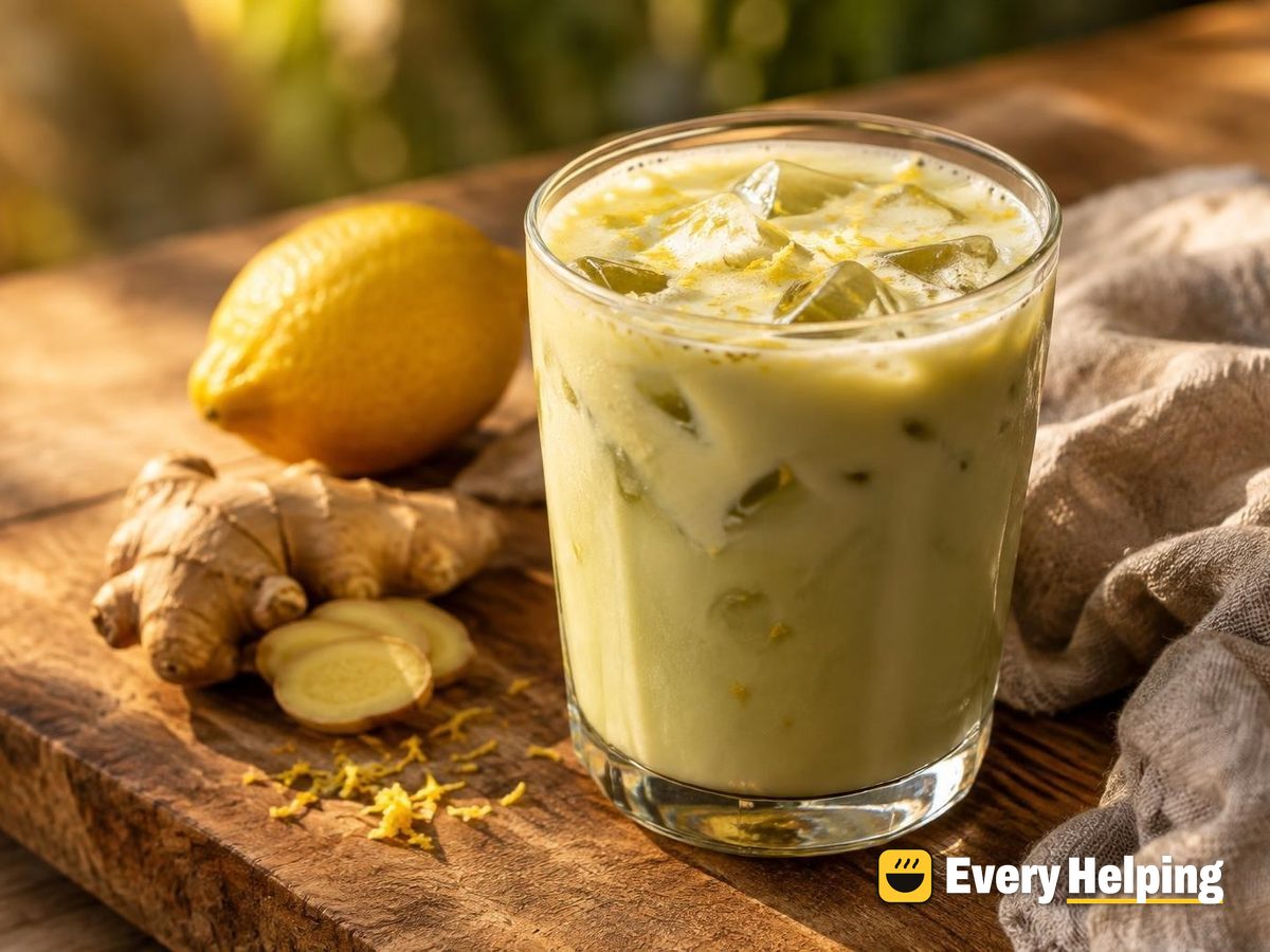 Iced Lemon-Ginger Green Tea Milk