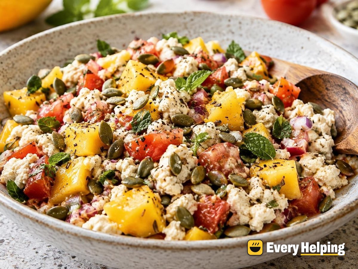 Peppered Paneer Crumbles with Mango-Tomato Chaat