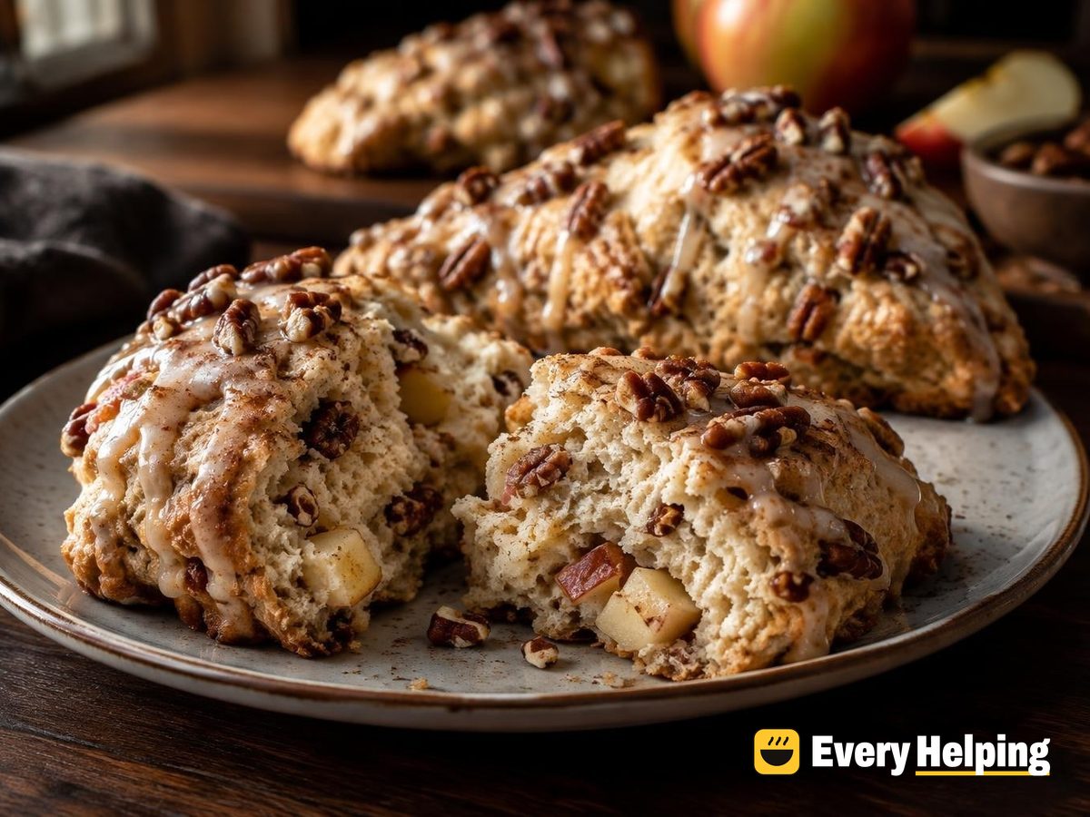 Apple Pecan Cinnamon Scones with Maple Glaze