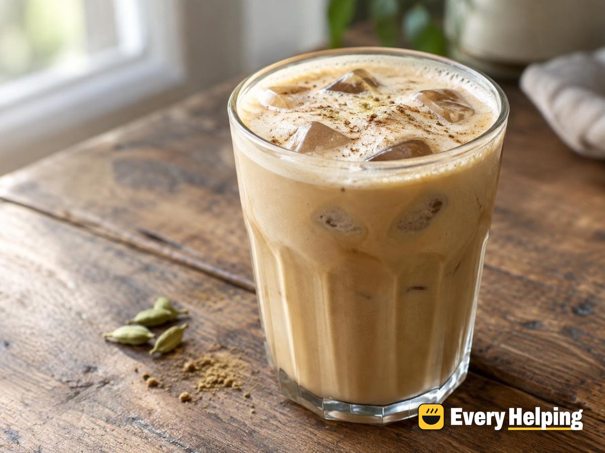 Blended Cardamom Tahini Iced Soy Latte