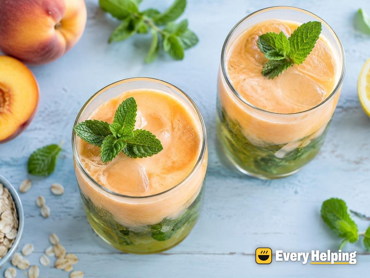 Layered Peach Mint Tea with Oat Cream