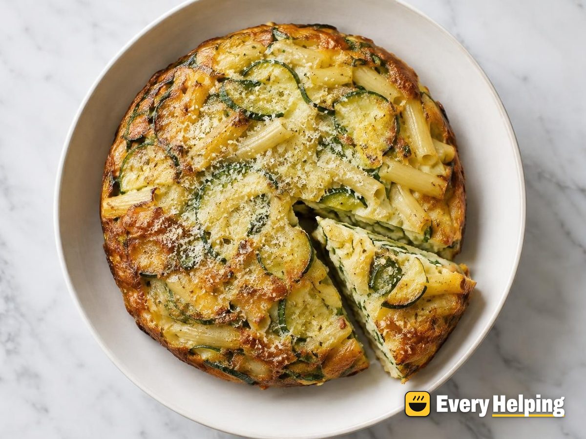 Crispy Zucchini Pasta Frittata with Garlic Oil