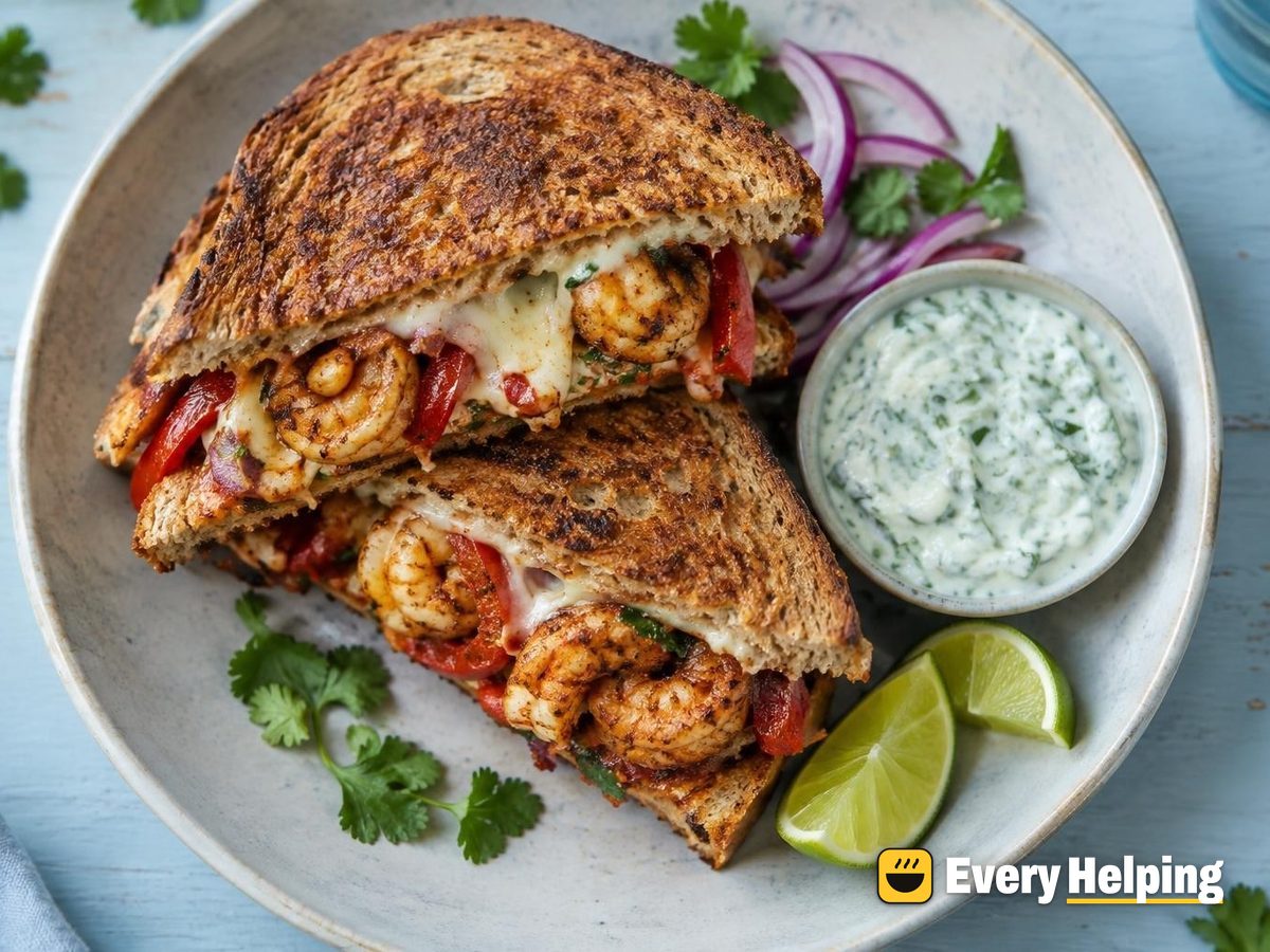 Chili-Lime Shrimp Melts with Cilantro Yogurt