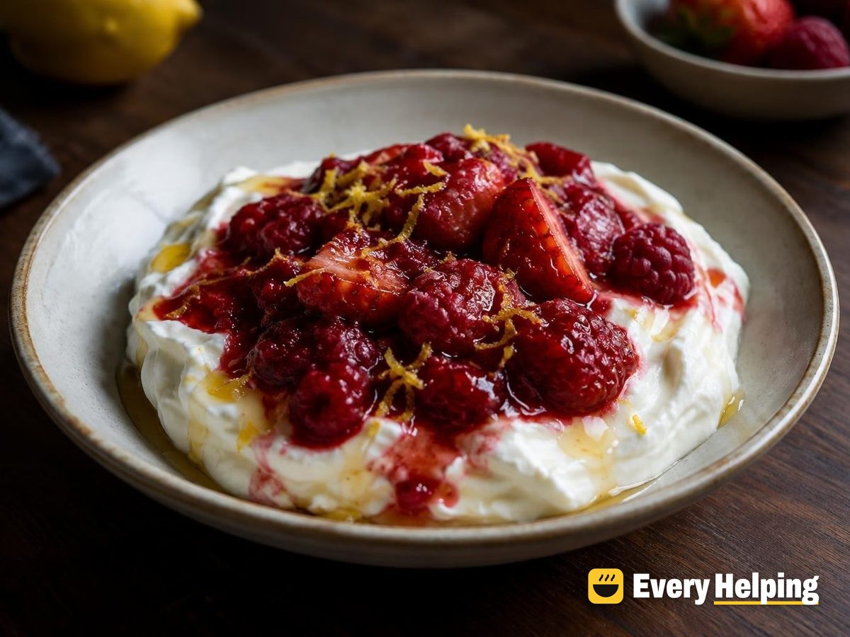 Greek Yogurt with Raspberry-Strawberry Lemon Compote