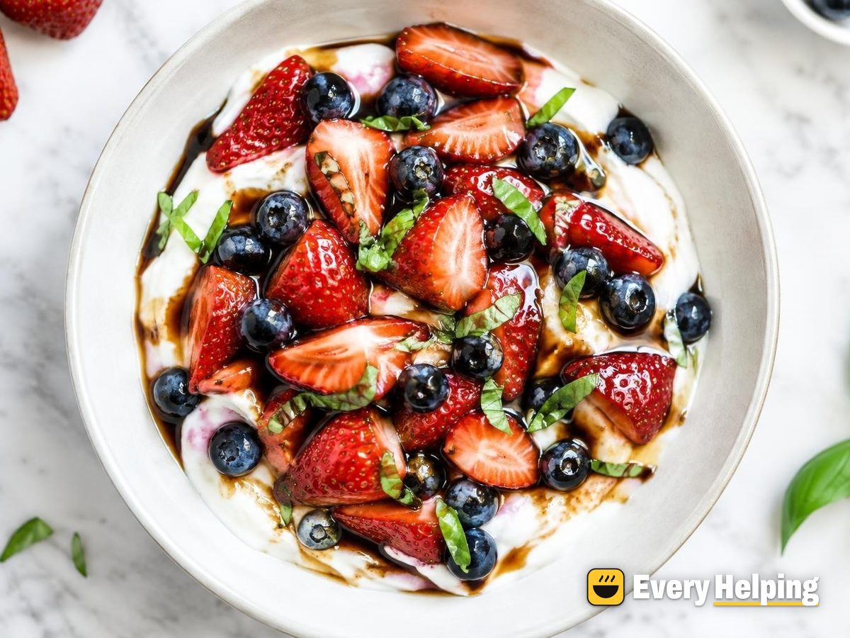 Strawberry Balsamic Yogurt Parfait with Basil