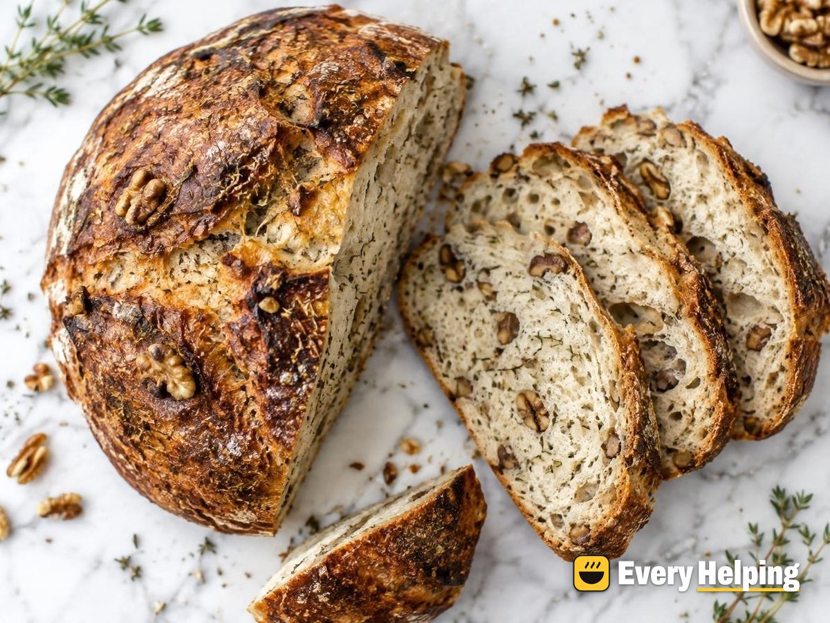 Olive Oil Herb Walnut Sourdough Boule