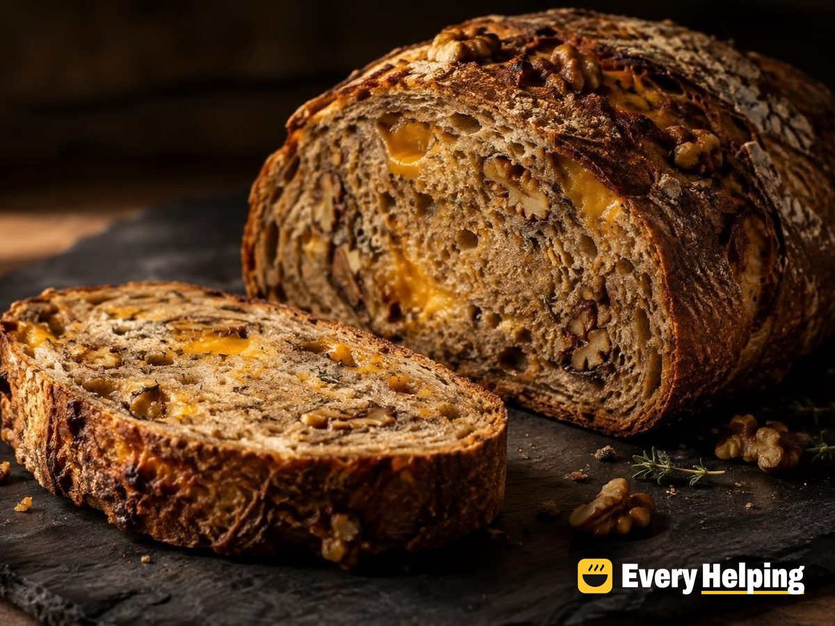 Walnut Thyme Cheddar Rye Sourdough Batard