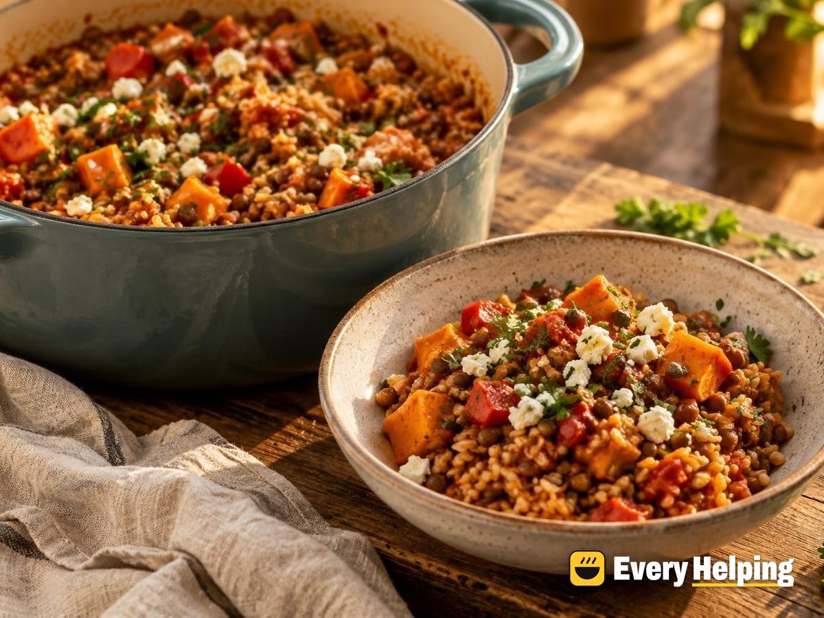 Brown Rice Pilaf with Sweet Potato and Lentils