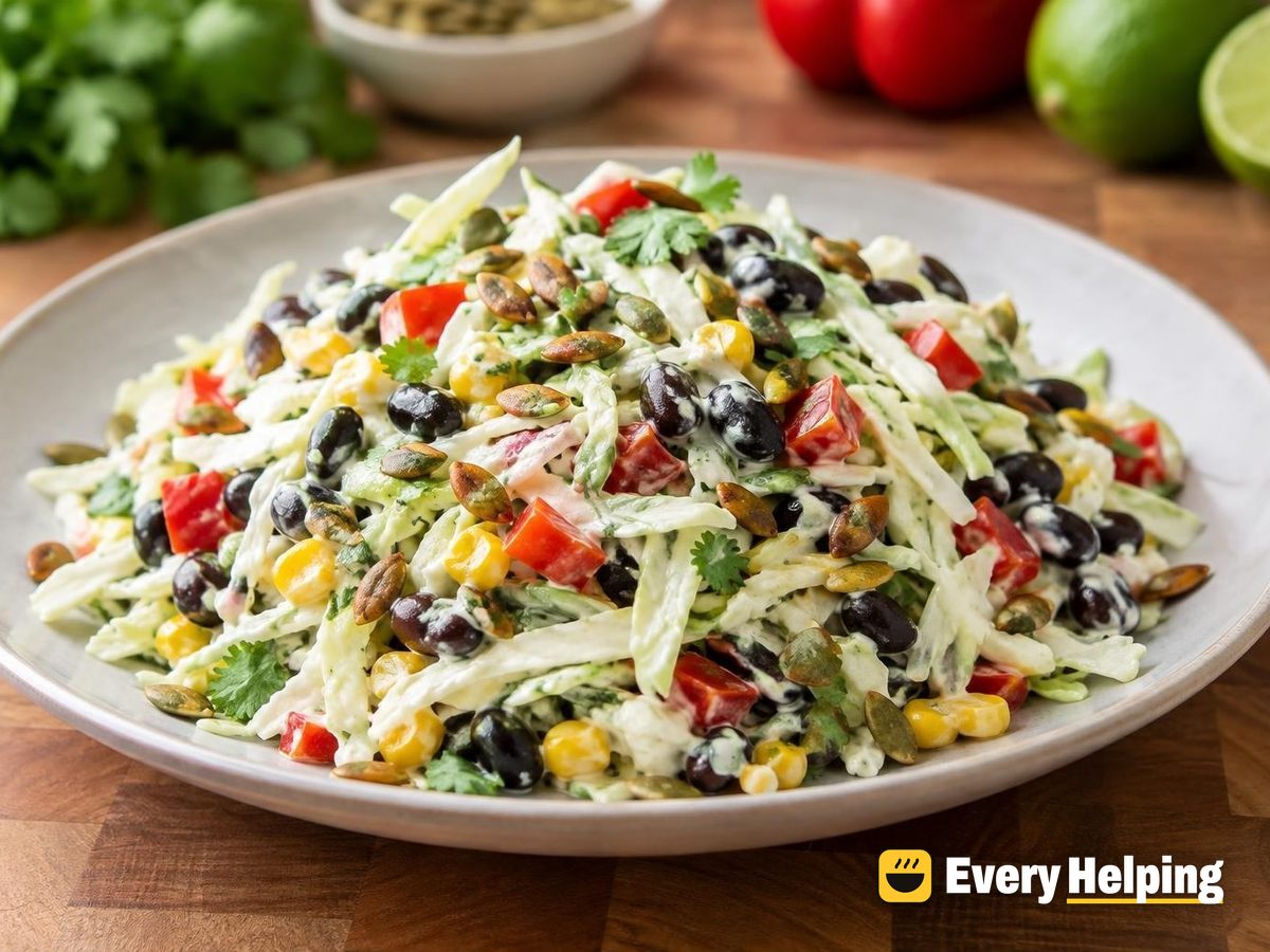 Crunchy Black Bean Cabbage Slaw with Lime Yogurt