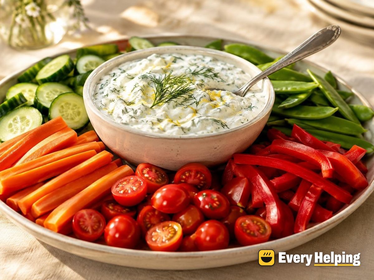 Lemon Dill Yogurt Dip with Crunchy Crudités