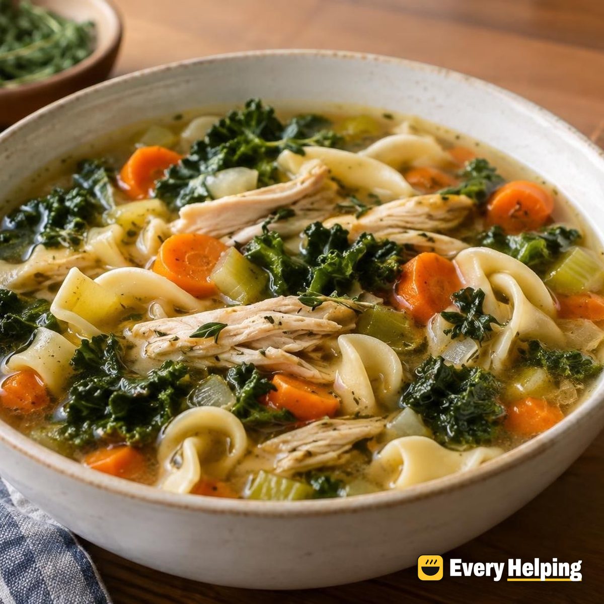 Turkey Noodle Soup with Kale and Thyme