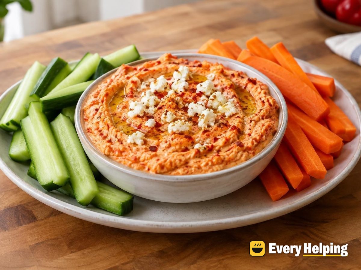 Whipped Roasted Red Pepper Feta Cottage Dip