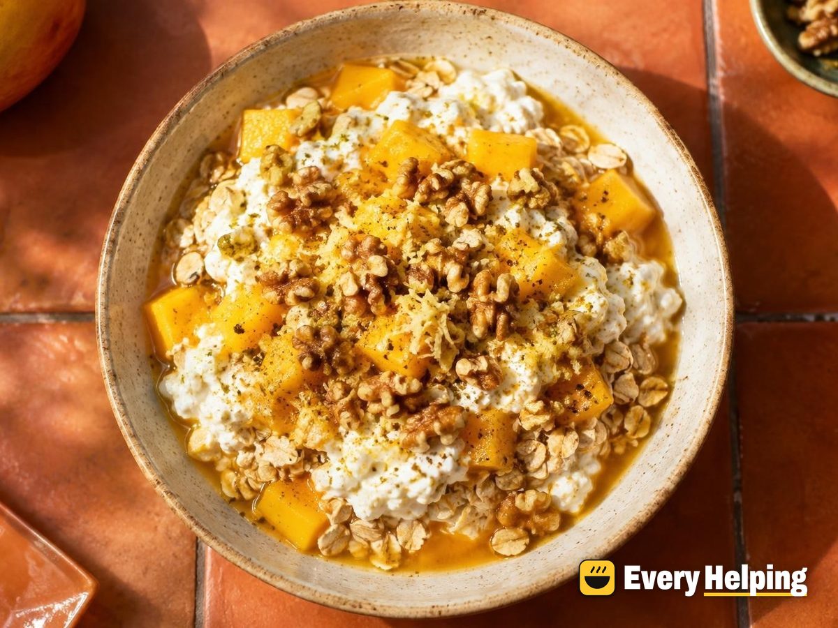 Mango Cardamom Cottage Cheese Overnight-Oat Parfait