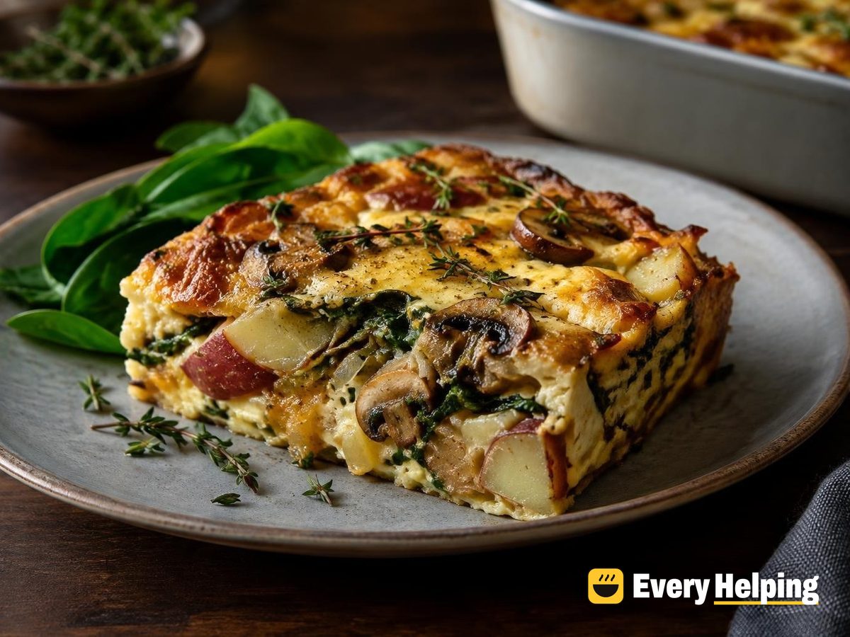 Mushroom Onion Potato Egg Bake