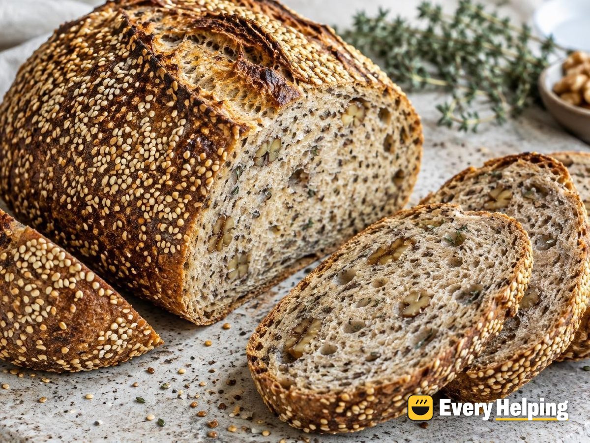 Sesame-Crusted Walnut Thyme Sourdough Batard
