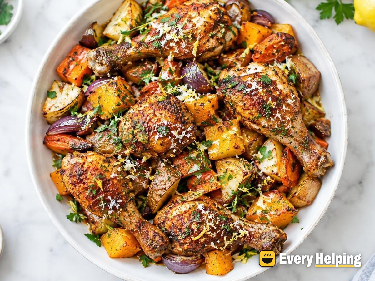 Smoky Paprika Chicken Drumsticks with Rosemary Roots