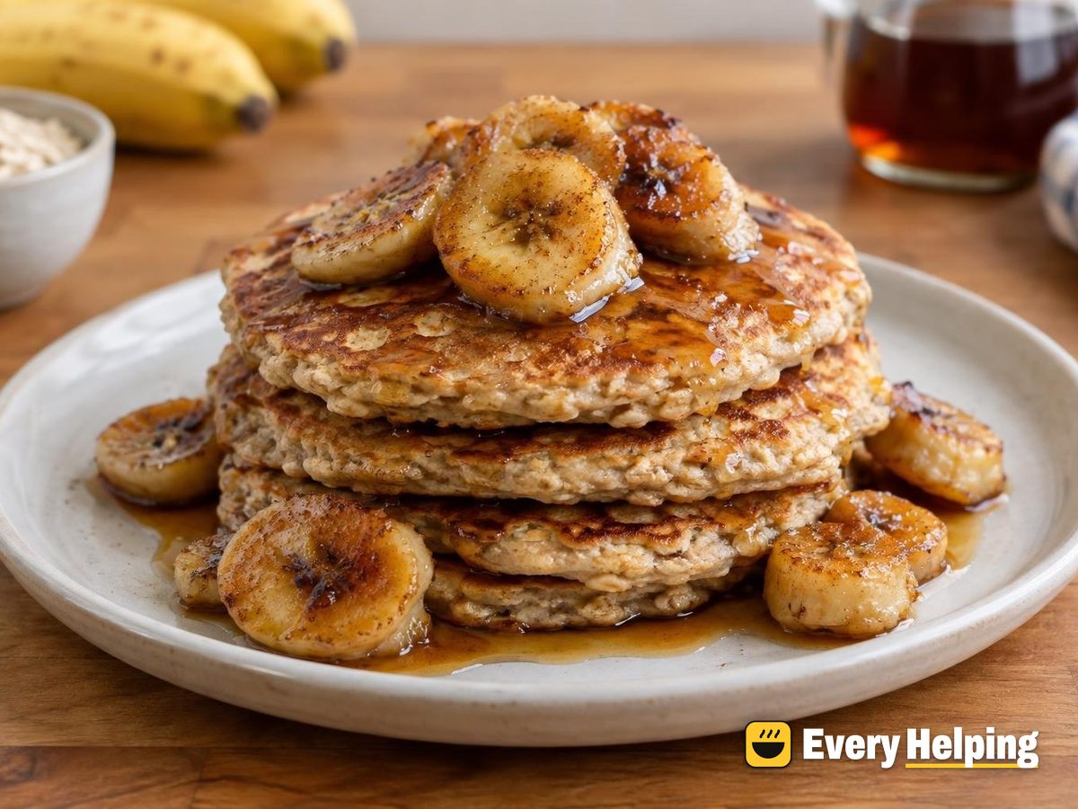 Caramelized Banana Buttermilk Oat Pancakes