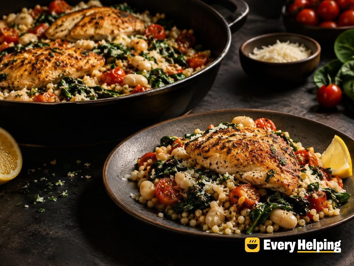 Lemon Chicken Orzo-Style Spinach Grain Salad