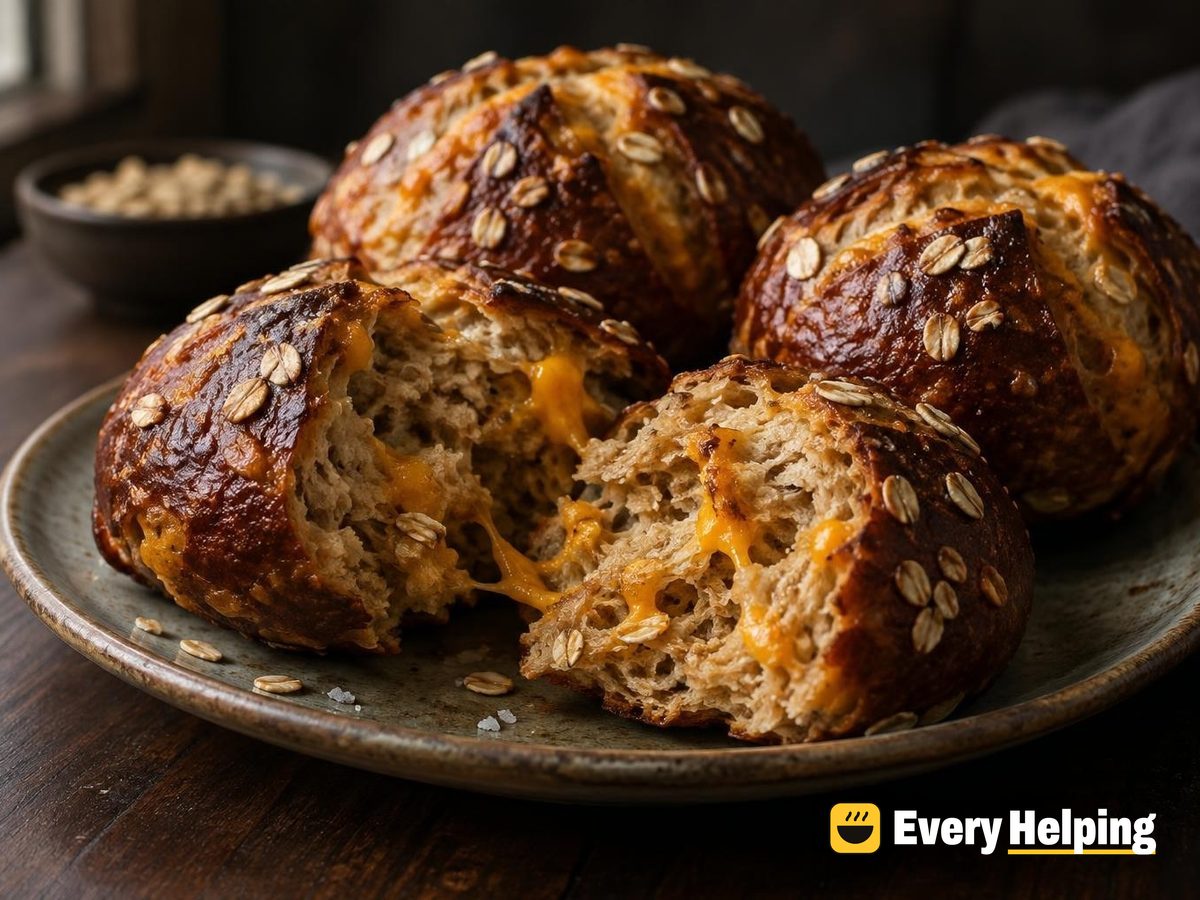 Cheddar Oat Whole Wheat Pretzel Rolls