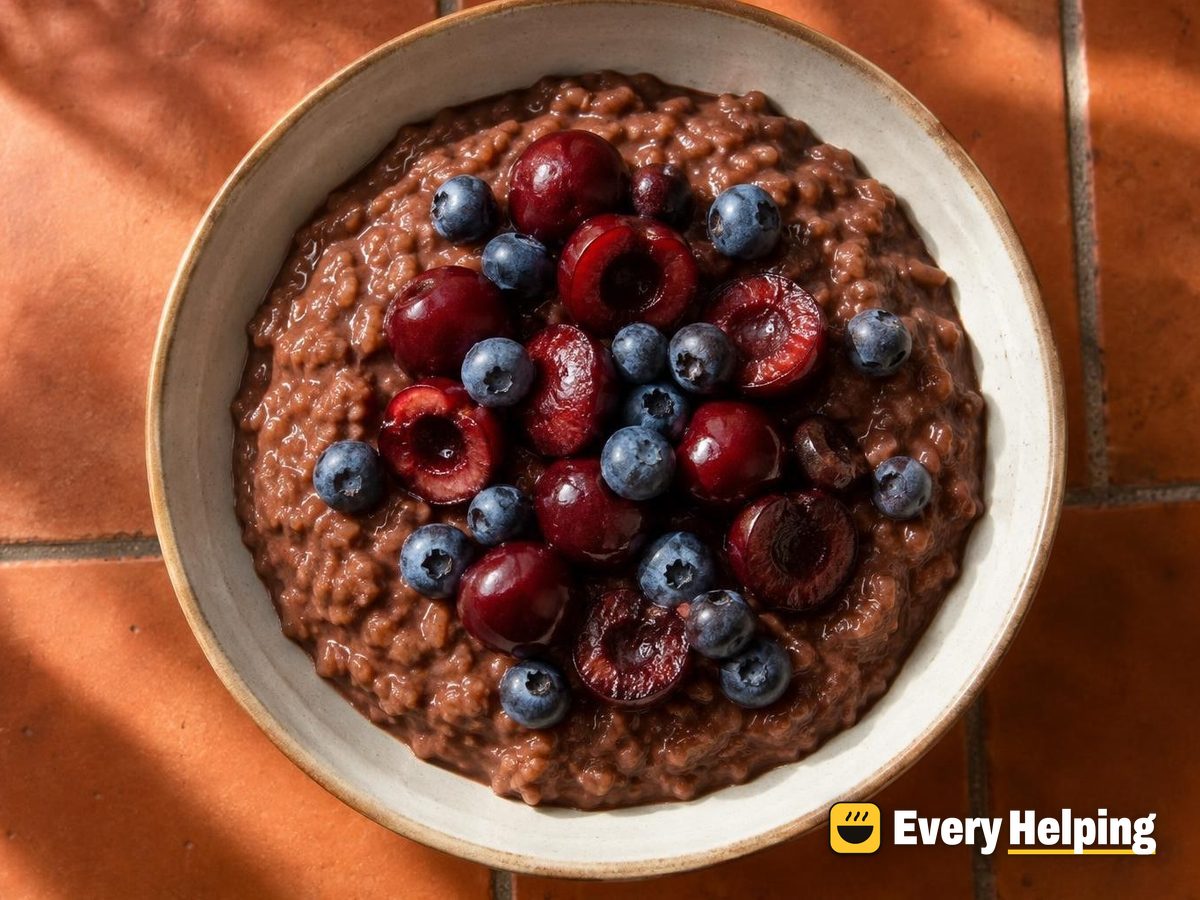 Stovetop Chocolate Cherry Rice Pudding