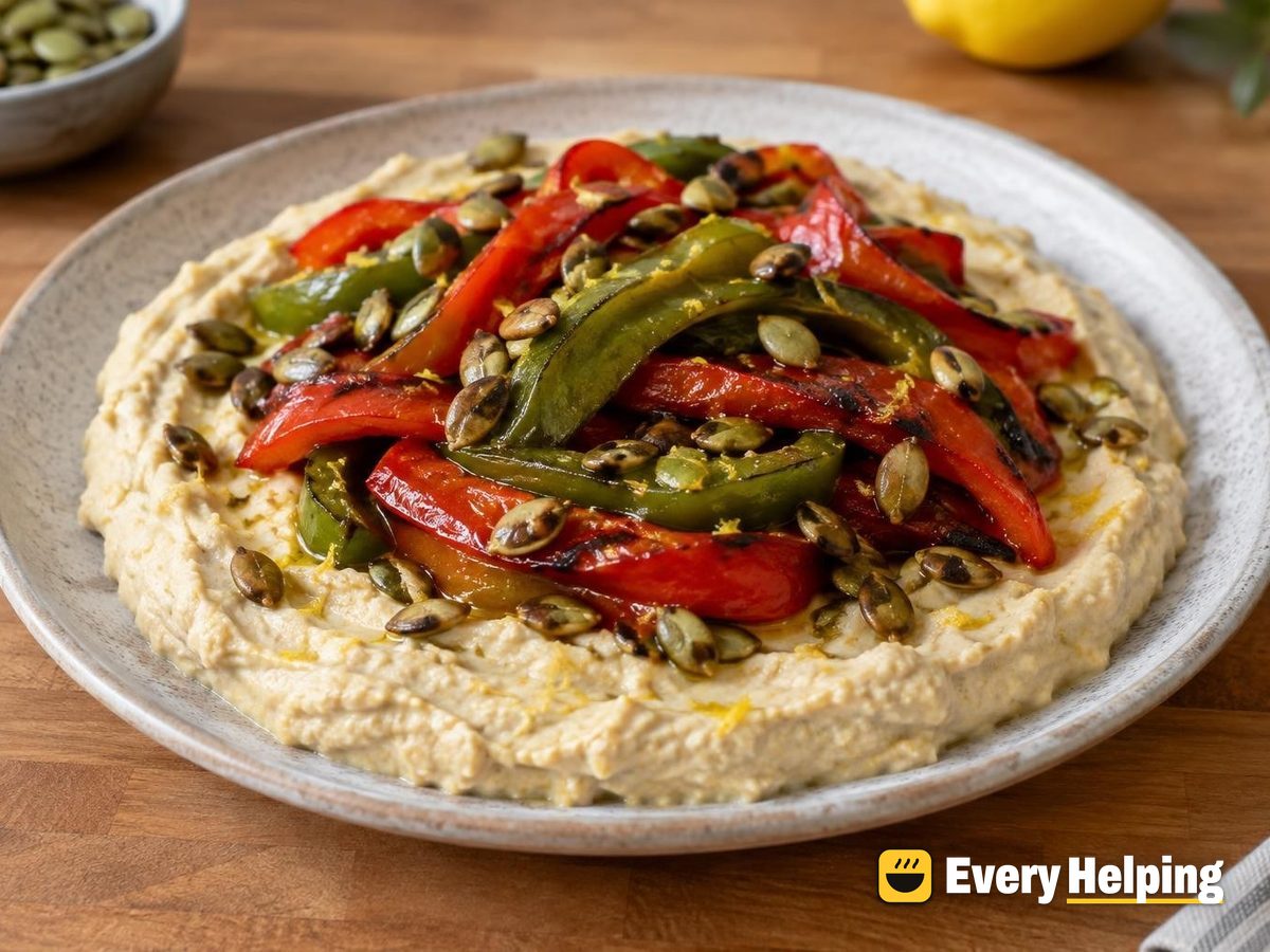 Charred Lemon Butter Bean Hummus with Peppers