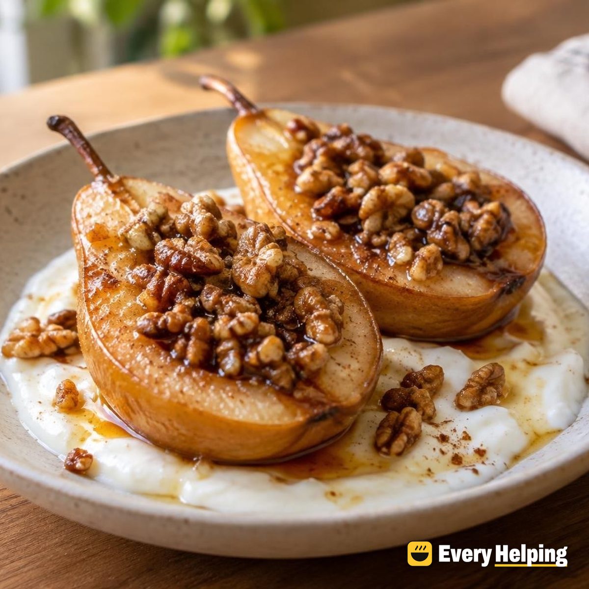 Honey-Roasted Pears with Walnuts and Yogurt