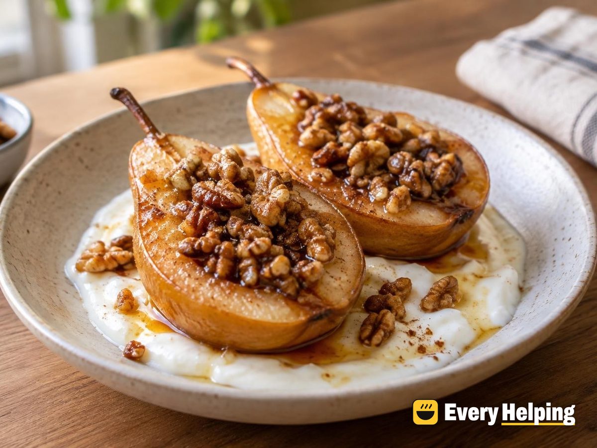 Honey-Roasted Pears with Walnuts and Yogurt