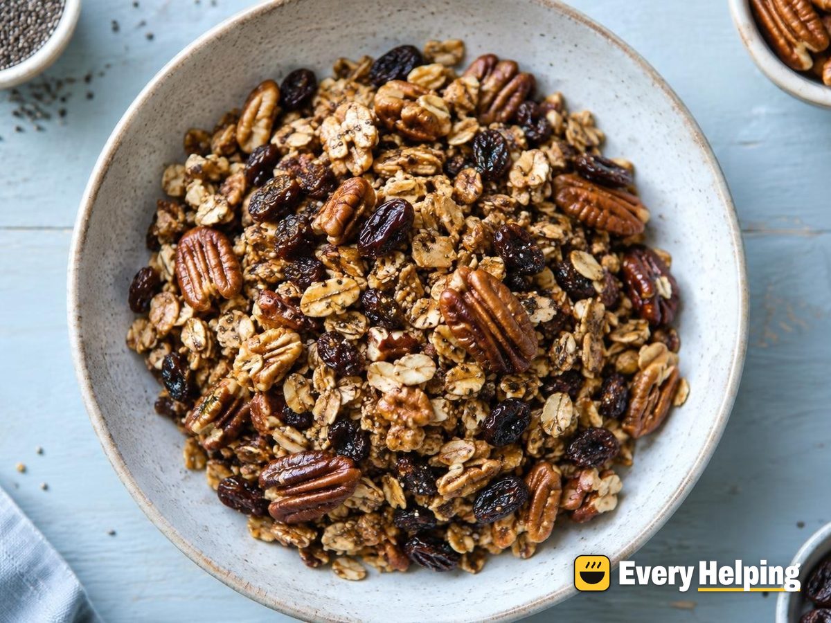 Maple Pecan Cinnamon Raisin Skillet Granola