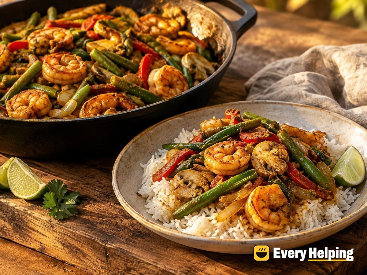 Dry Shrimp Masala with Okra-Style Green Beans