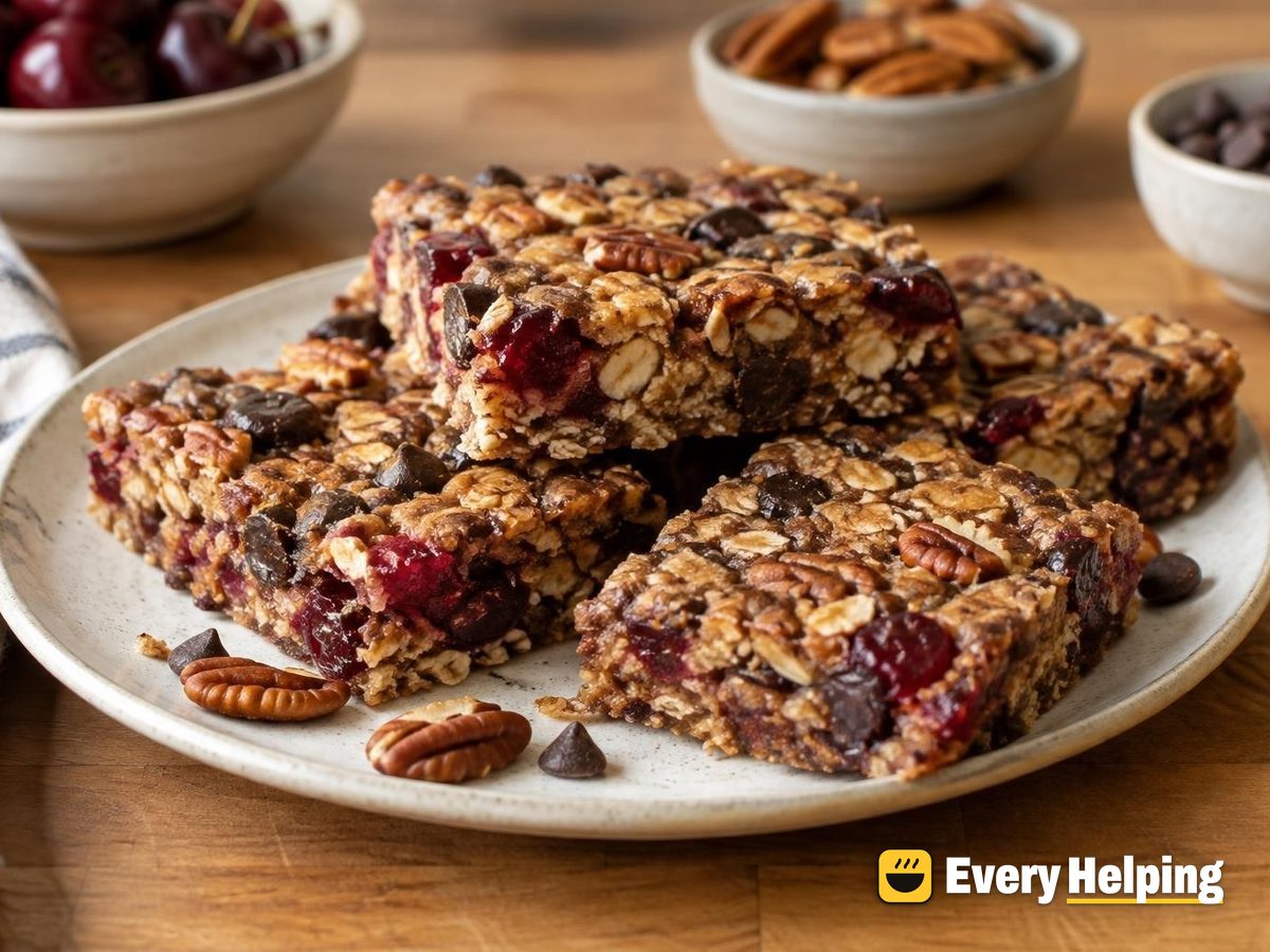 Vanilla Cherry Pecan Pressed Bars with Chocolate