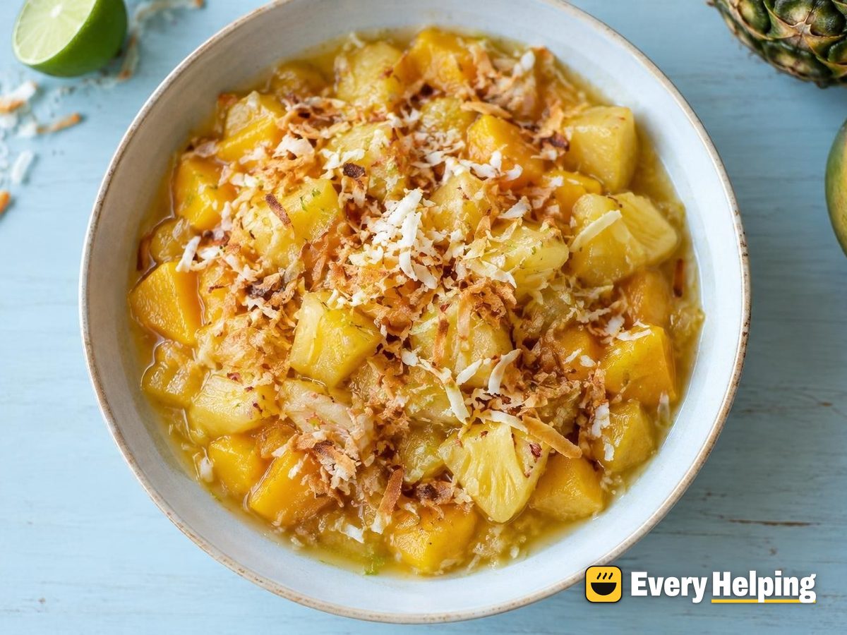 Pineapple-Mango Lime Compote with Toasted Coconut