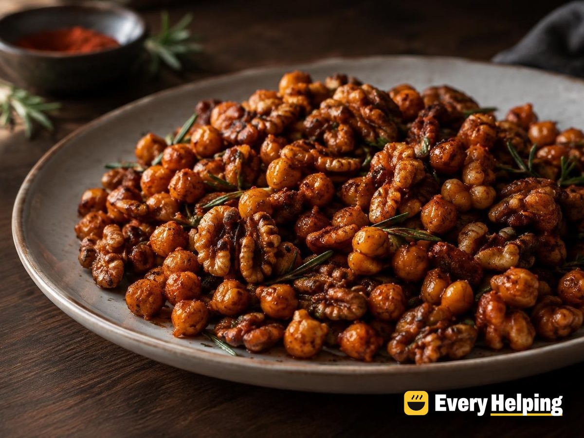 Smoky Paprika Walnuts with Rosemary and Chickpeas