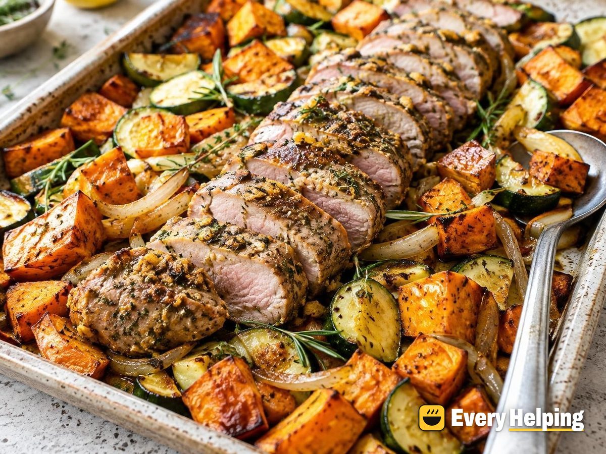 Garlic Herb Roast Pork Tenderloin with Zucchini