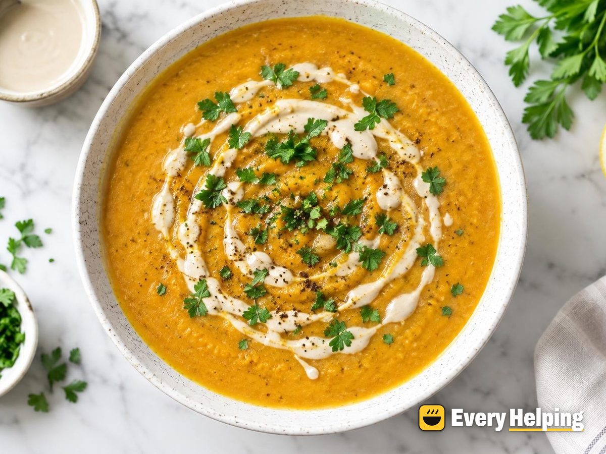 Red Lentil, Carrot and Parsnip-Style Tahini Soup