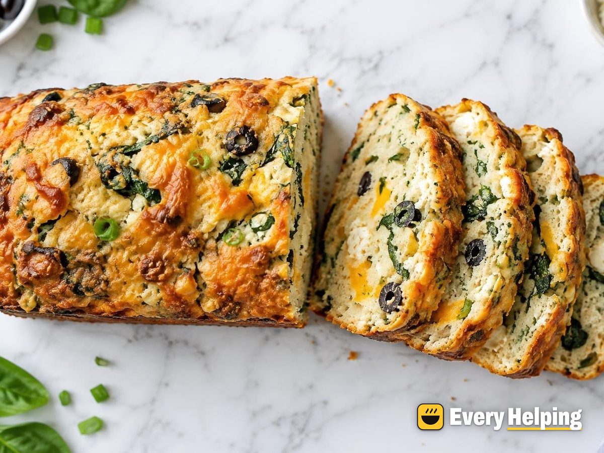 Feta, Cheddar, Spinach and Olive Loaf