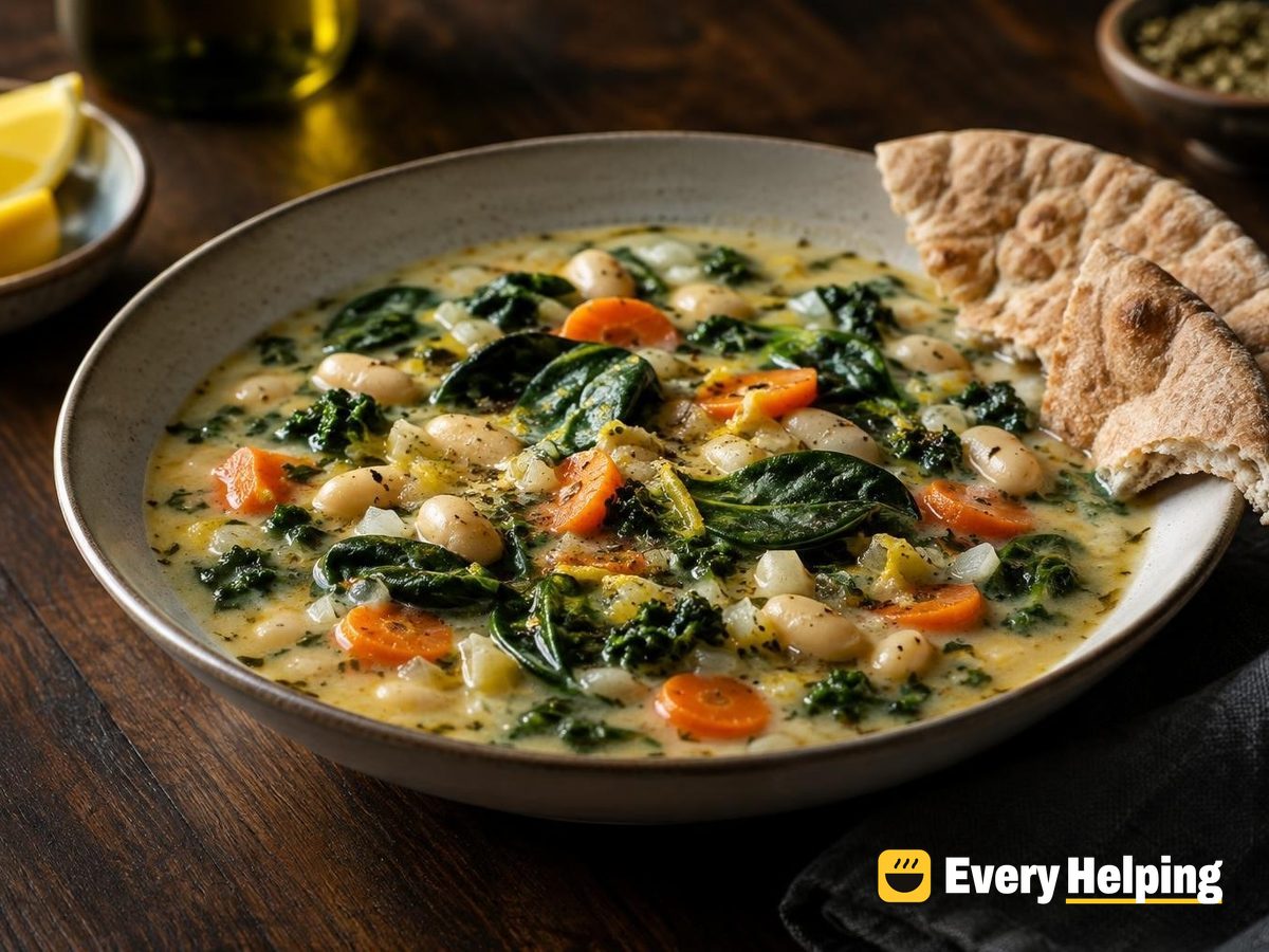 Lemony Coconut White Bean Soup with Greens