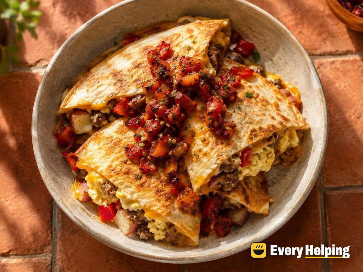 Egg, Potato and Chorizo-Spiced Turkey Quesadillas