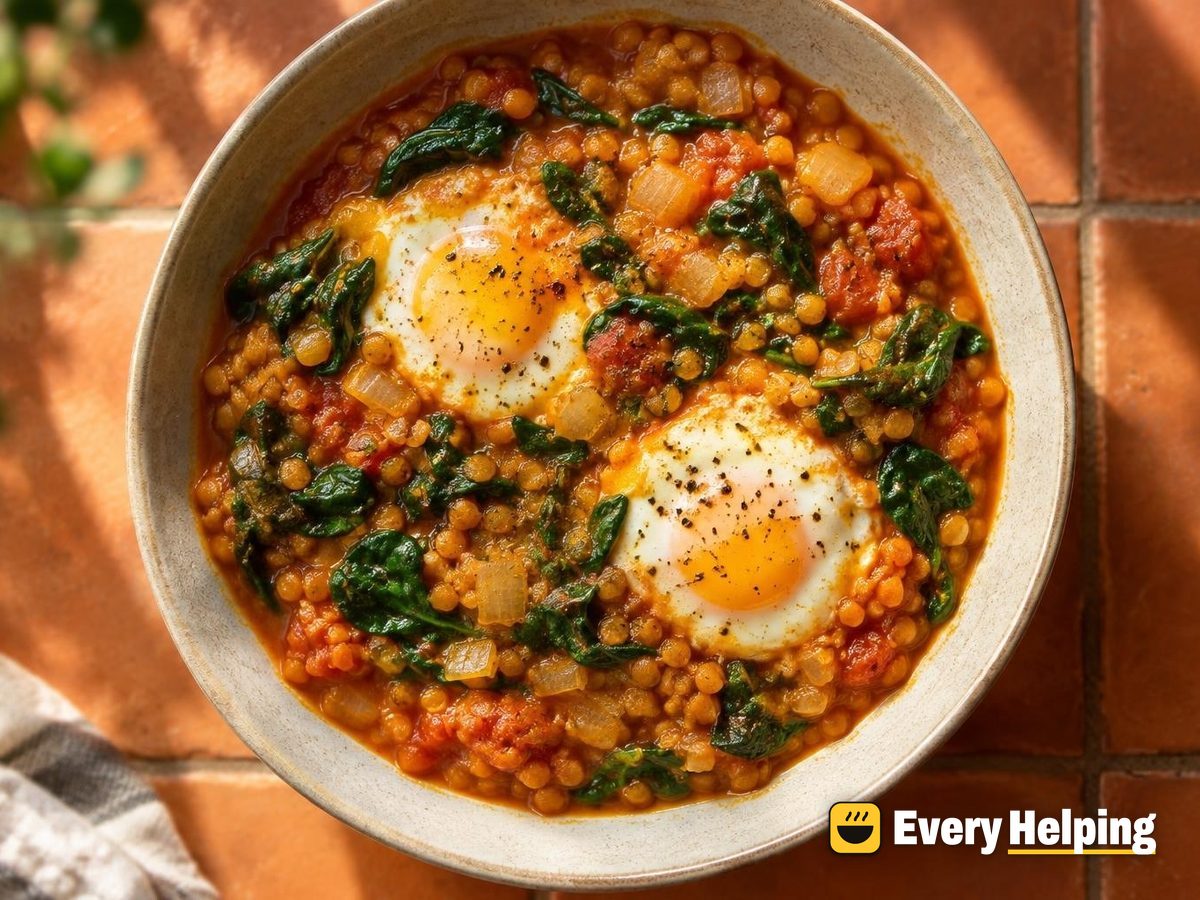 Spiced Red Lentil Dal with Poached Eggs