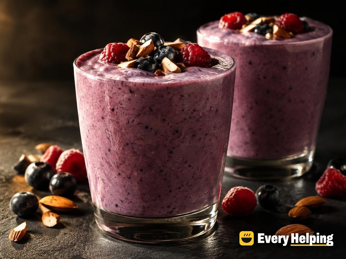 Thick Blueberry Raspberry Almond Protein Shake