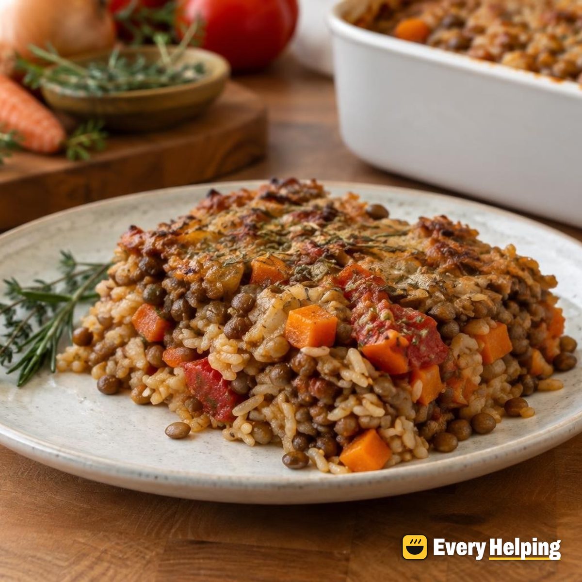 Herbed Lentil and Brown Rice Casserole