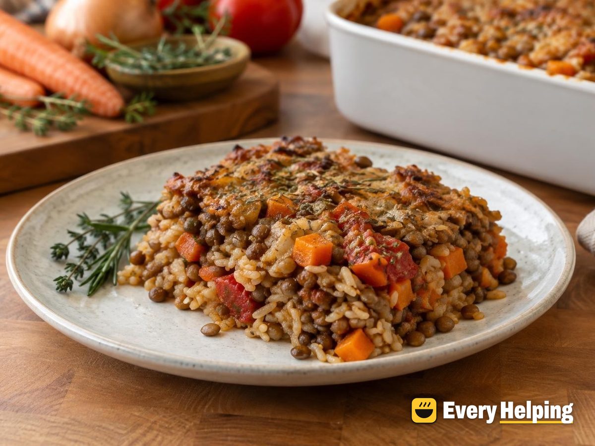 Herbed Lentil and Brown Rice Casserole
