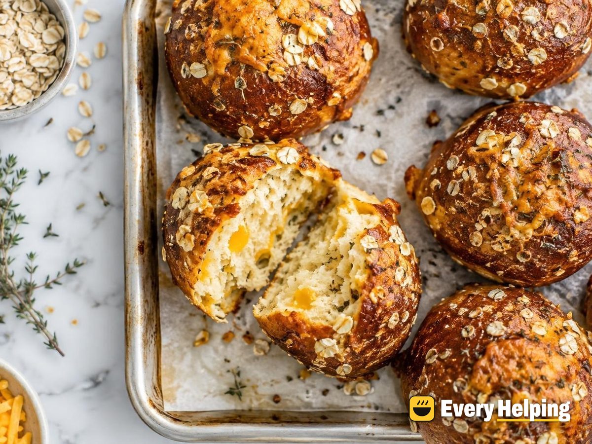 Buttermilk Cheddar Oat-Crusted Pretzel Rolls
