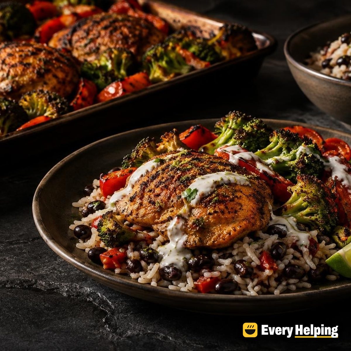 Cumin-Coriander Chicken Thighs with Black Bean Rice