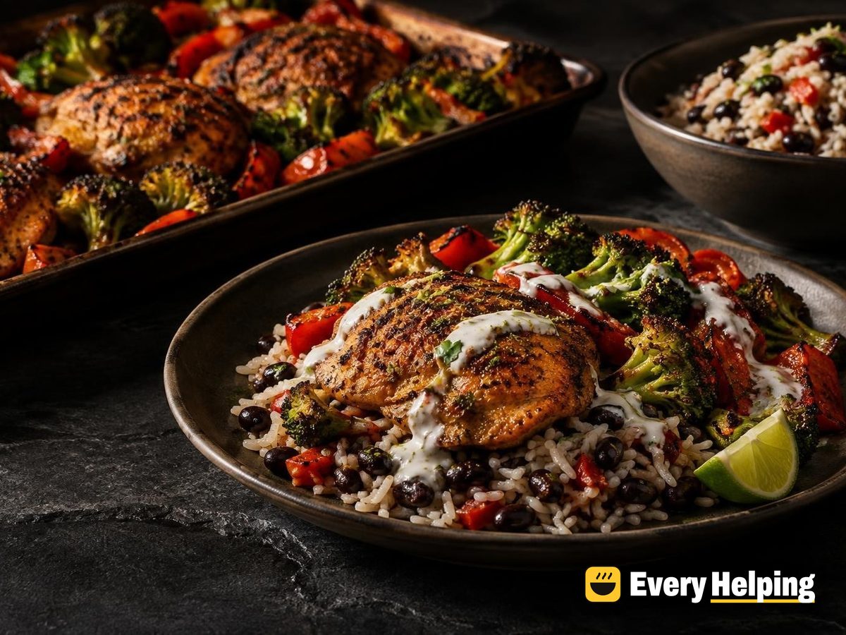 Cumin-Coriander Chicken Thighs with Black Bean Rice