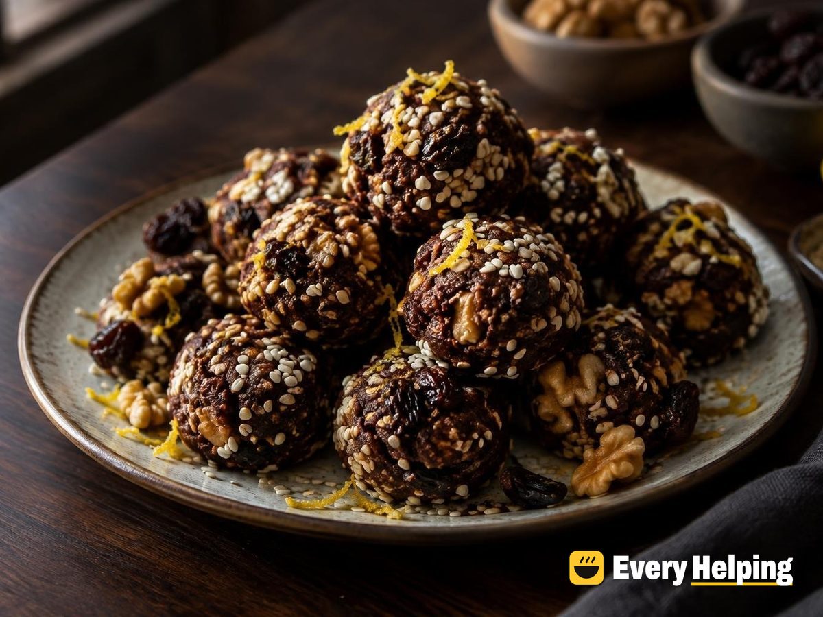 Cocoa Walnut Raisin Sesame Crunch Bites