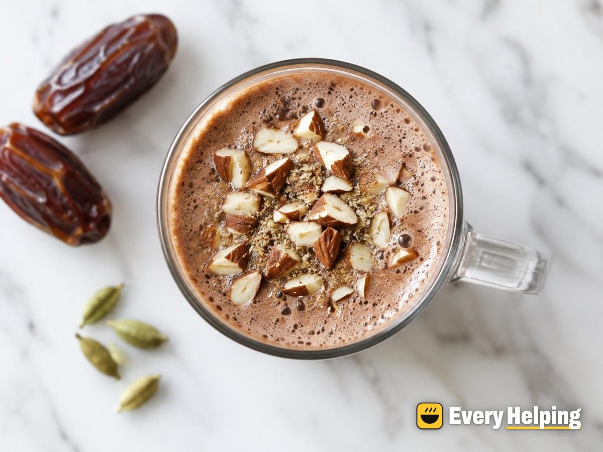 Cardamom Date Hot Cocoa with Toasted Almonds