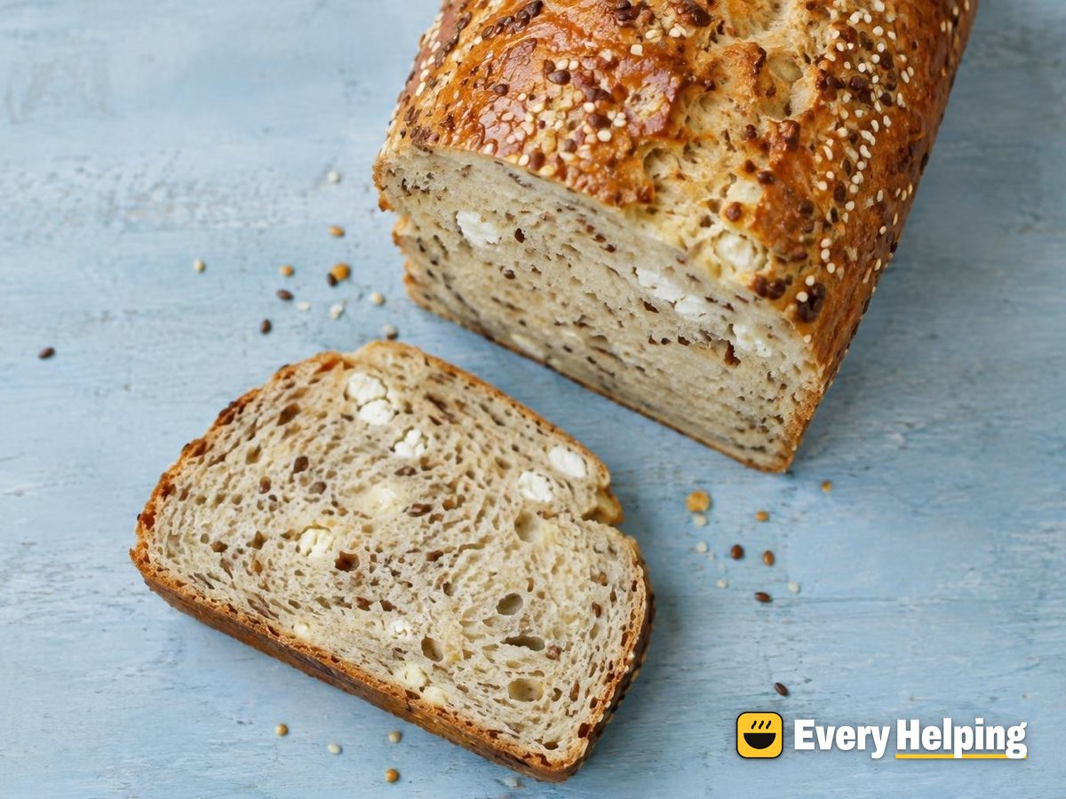 Garlic Feta Seeded Sandwich Loaf with Egg Glaze