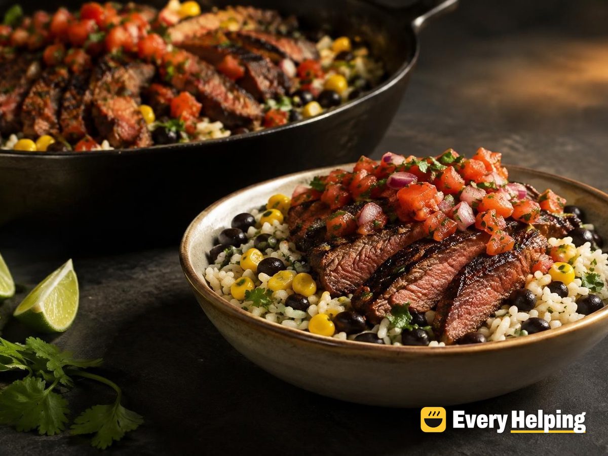 Chili-Lime Flank Steak Rice Bowls with Pico